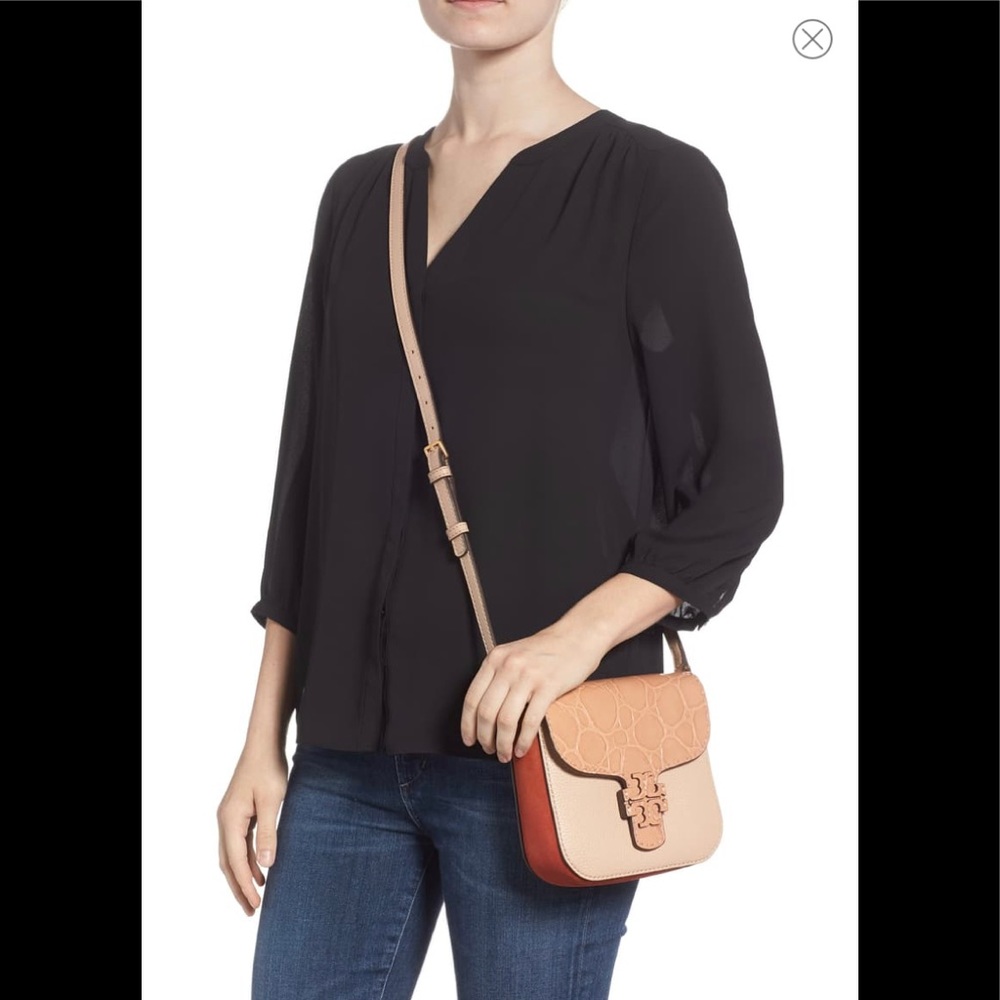 TORY BURCH McGraw Croc Embossed Satchel (NEW) - Picture 2 of 8